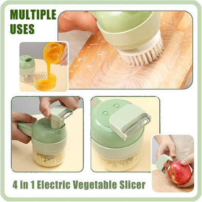 4-in-1 Electric Vegetable Cutter Set – Portable Multifunctional Kitchen Tool - City Shop