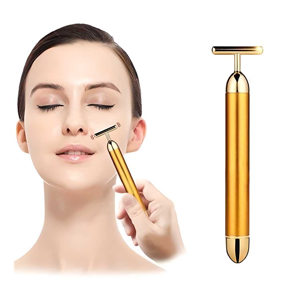 24K Gold Facial Roller – Electric Anti-Aging Beauty Bar for Skincare